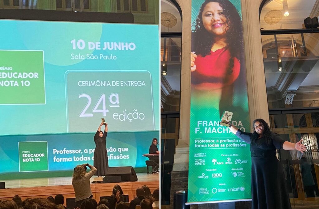 Em São Paulo, professora Francilda Fonseca, da Baixada Maranhense, recebe prêmio como uma das 10 melhores educadoras do Brasil