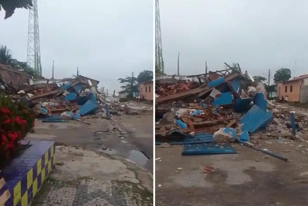 Hotel desaba no centro da cidade de Monção, na Baixada Maranhense