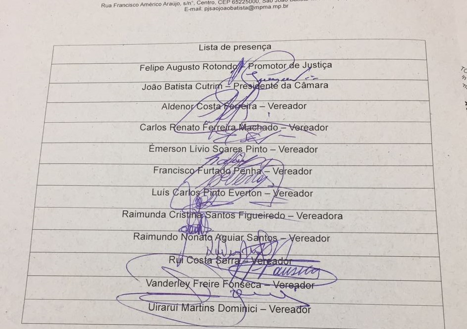 Promotor mostra fotos do TAC assinado por vereadores de São João Batista