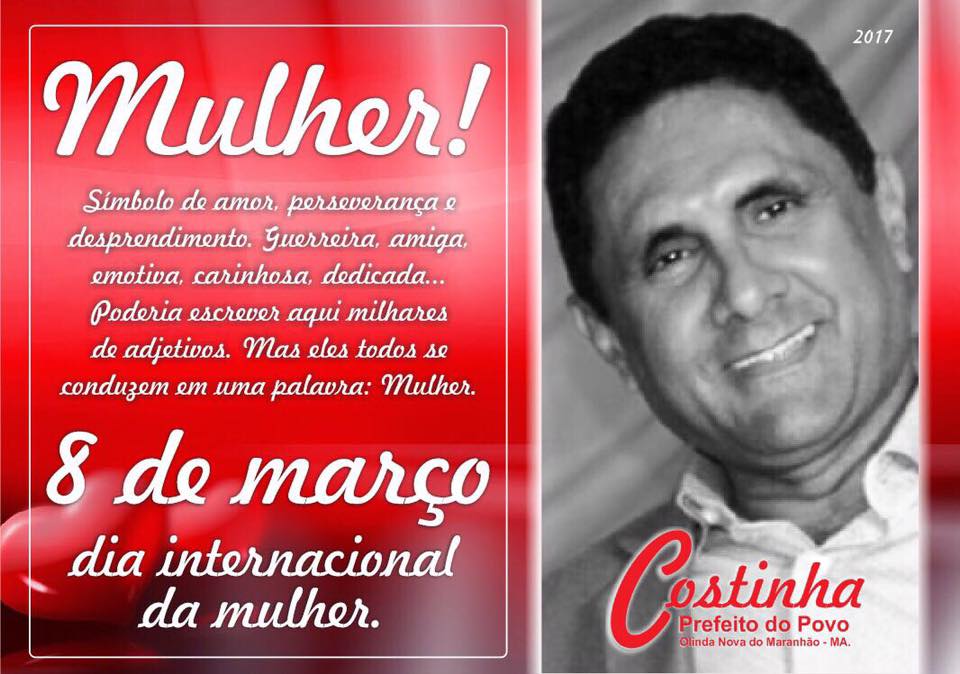 Mensagem do prefeito Costinha às mulheres de Olinda Nova do Maranhão
