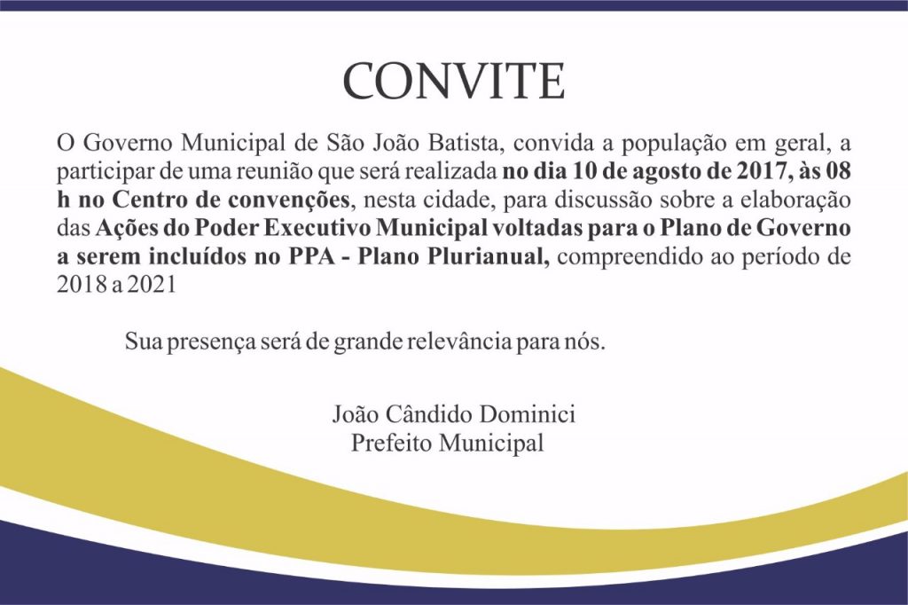 João Dominici convida população para discutir ações do Governo para o PPA de São João Batista