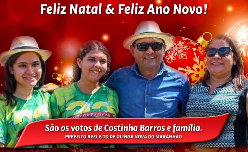 Mensagem de Natal e Ano Novo do prefeito Costinha e Família aos olindenses