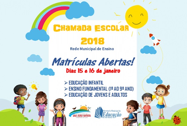 Inscrições para vagas na Rede Municipal de Ensino começam hoje em São João Batista
