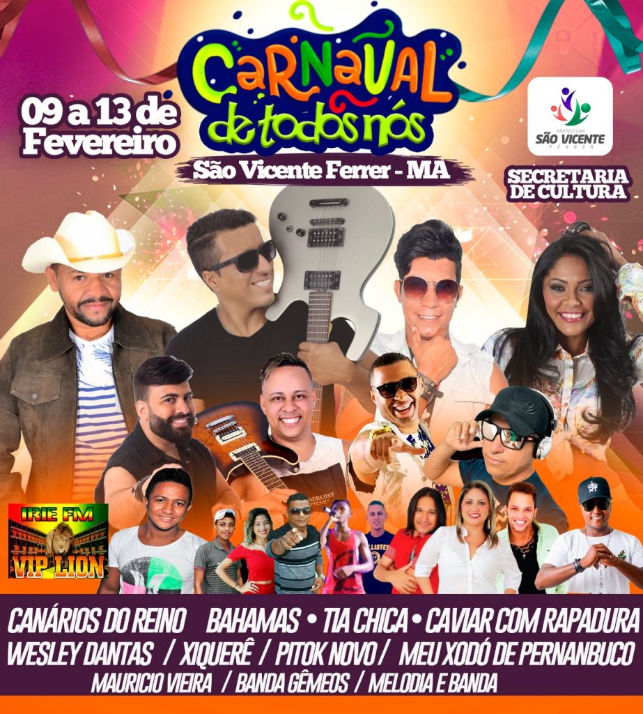 Carnaval 2018 será de 5 dias em São Vicente Ferrer, vejam a programação