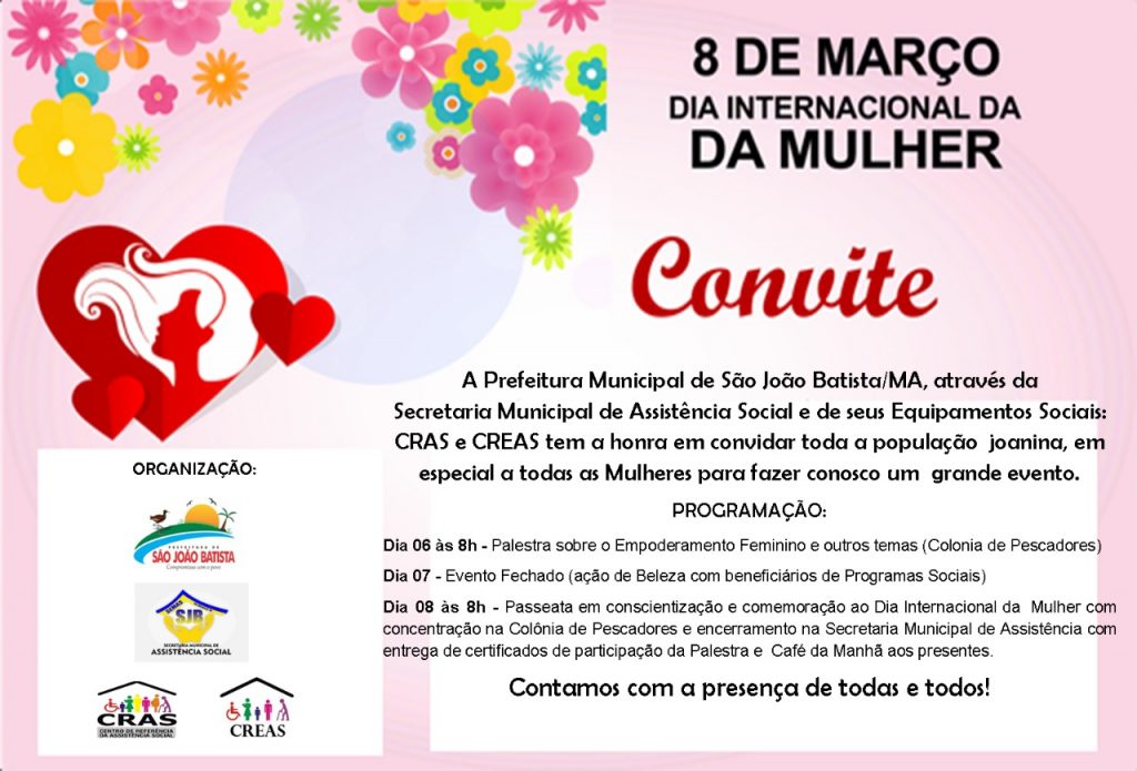 Começa amanhã a programação das comemorações do Dia Internacional da Mulher em São João Batista