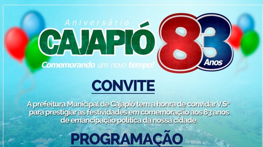 Confiram a programação completa do aniversário de 83 anos do município de Cajapió