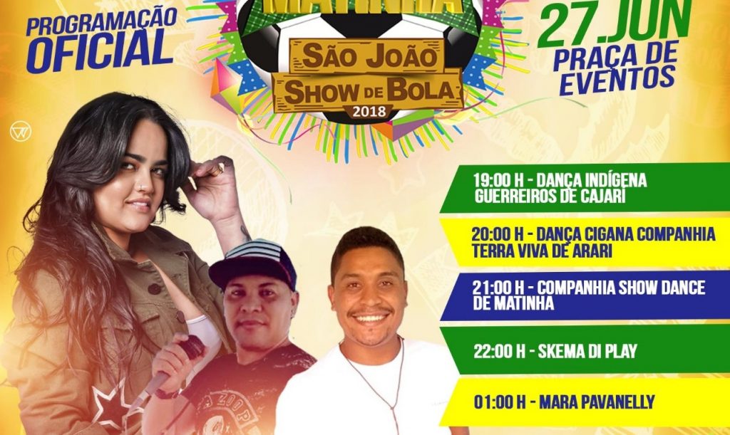 Hoje tem Mara Pavanelly no arraial da cidade de Matinha, confiram a programação