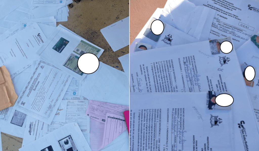 Documentos de pessoas inscritas em seletivo e programas sociais são encontrados em praça pública de São João Batista