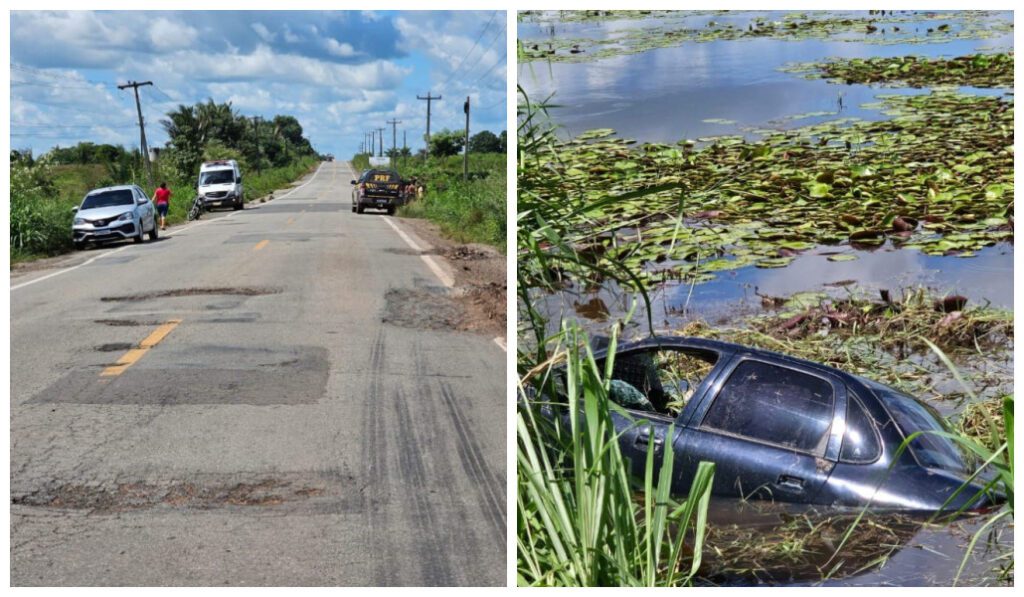 Motorista morre ao cair com veículo em lago na BR-222, entre Monção e Igarapé do Meio