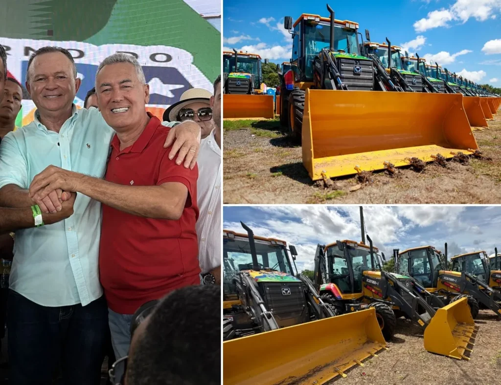 Prefeito Carrinho recebe retroescavadeira do governador Carlos Brandão para fortalecer infraestrutura de Viana