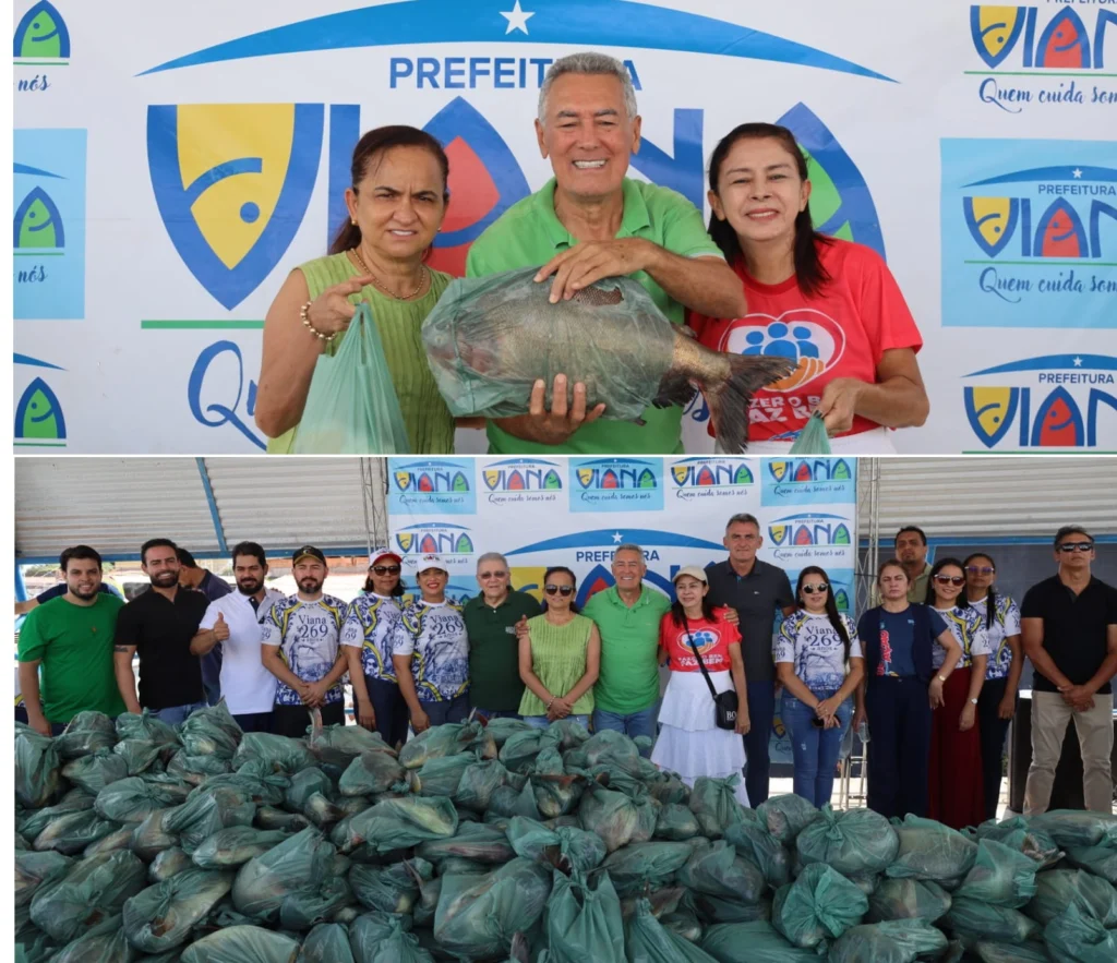 Prefeitura de Viana reforça segurança alimentar com distribuição de seis toneladas de peixes e cestas de alimentos